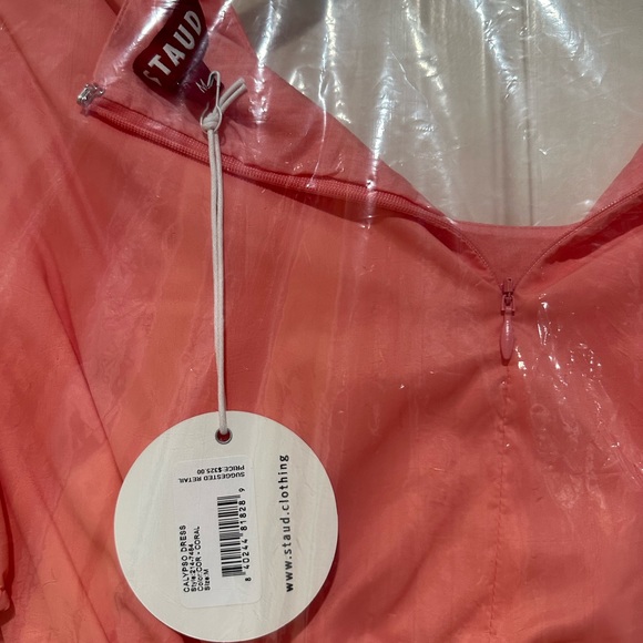 NWT never worn Staud Calypso Cutout Ruched Ring Maxi Dress in Coral size M - Picture 4 of 8